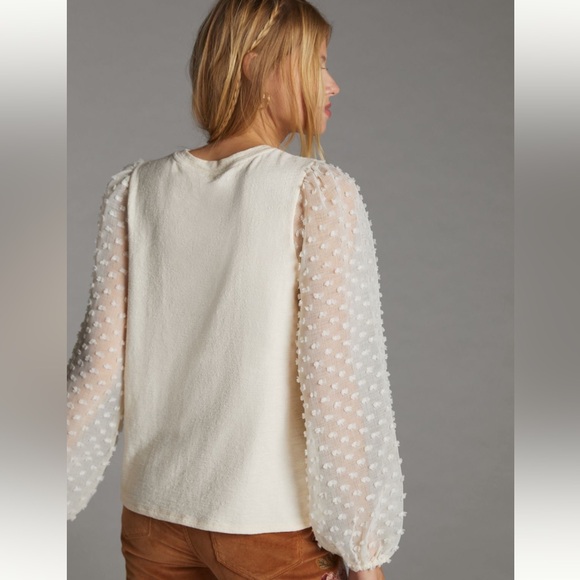 Maeve by Anthropologie Ivory Textured Sleeve Top - Picture 3 of 11